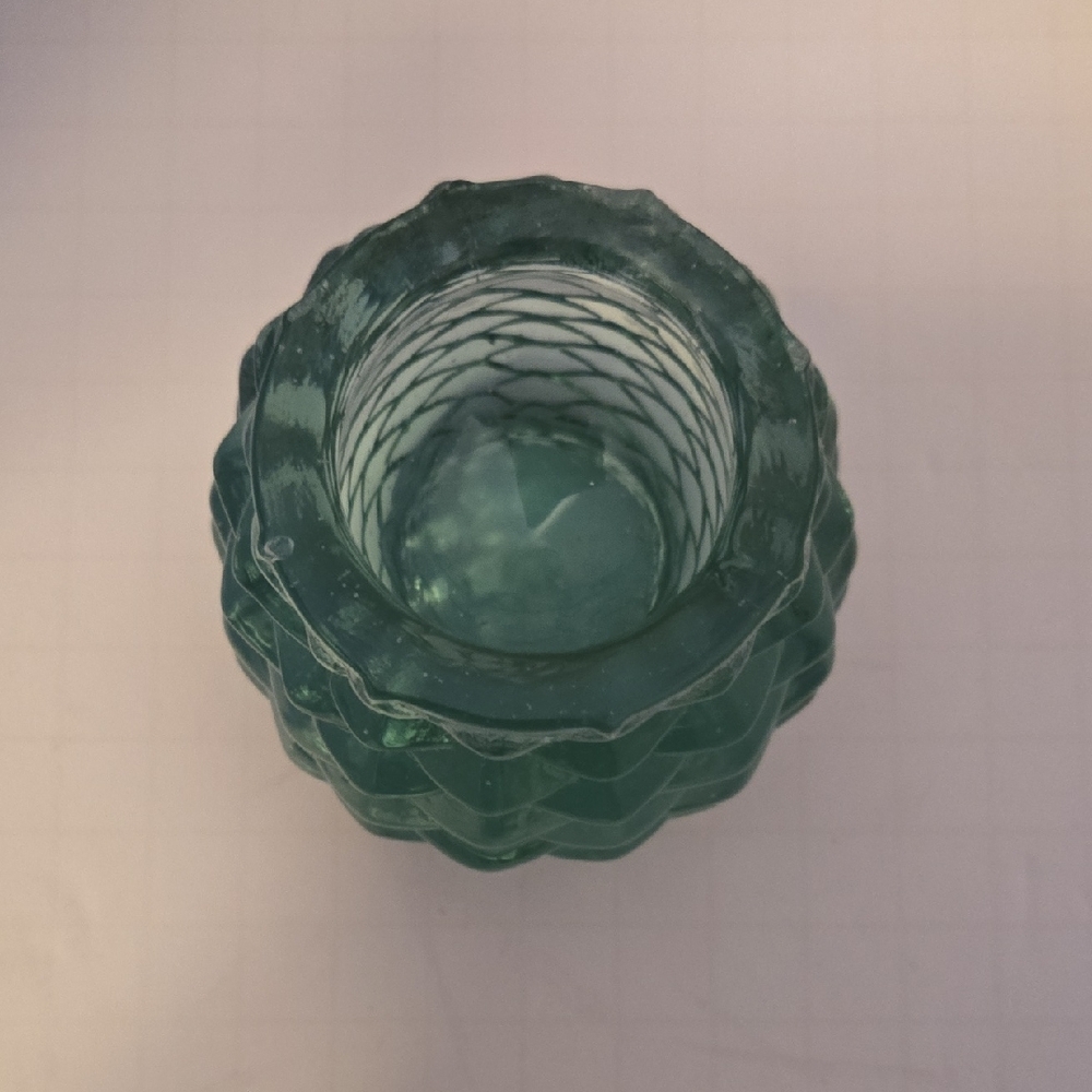 Williams Sonoma Textured Teal Glass Candle Holder - Picture 3 of 6